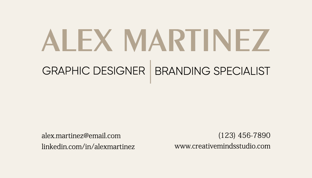 Minimalist Beige Business Card for Creatives