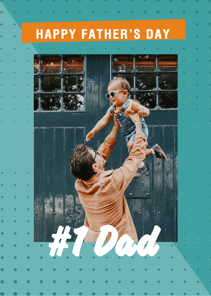 Cheerful Father's Day Post Template in Teal and Orange