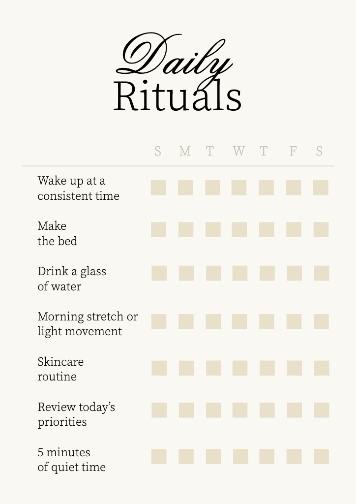 A4 Elegant Daily Routine Template in Beige