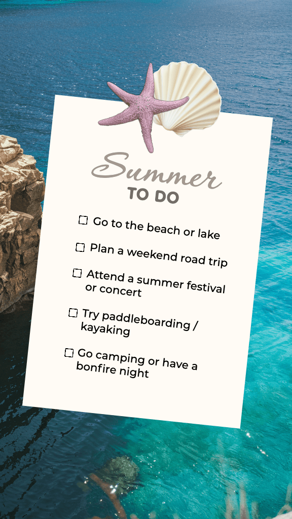Summer Adventure Checklist with Ocean Blue