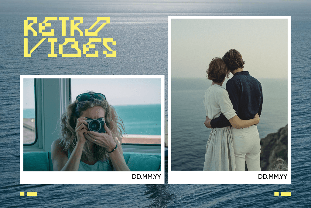 Oceanic Retro Vibes Postcard in Blue