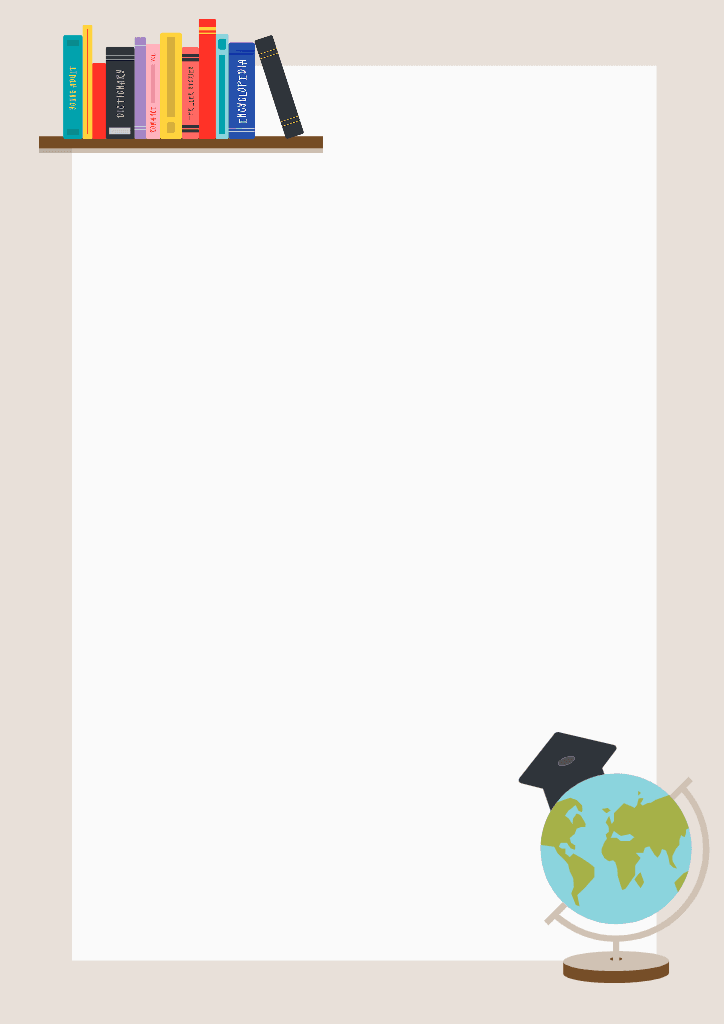 Educational A4 Template with Books and Globe