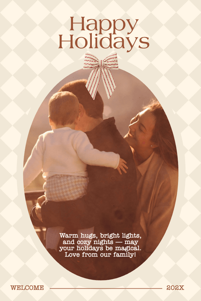 Warm Holiday Postcard with Beige Tones