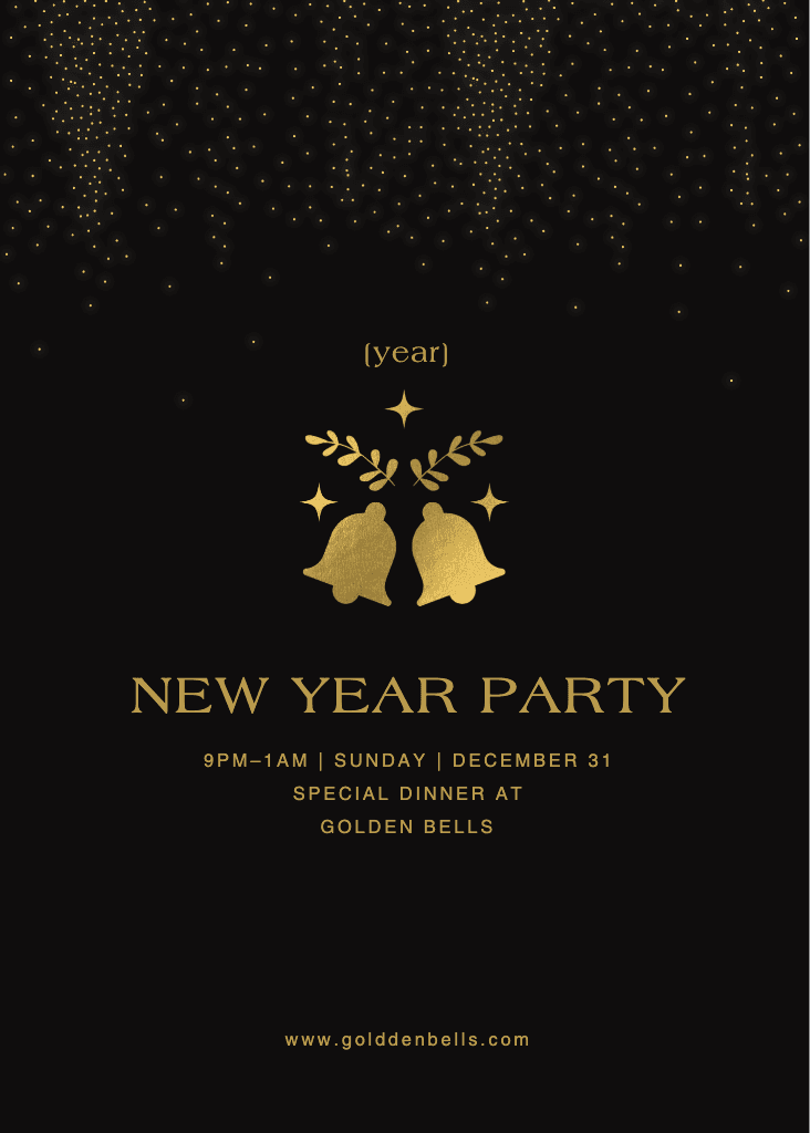 Elegant Black Gold New Year Party Poster
