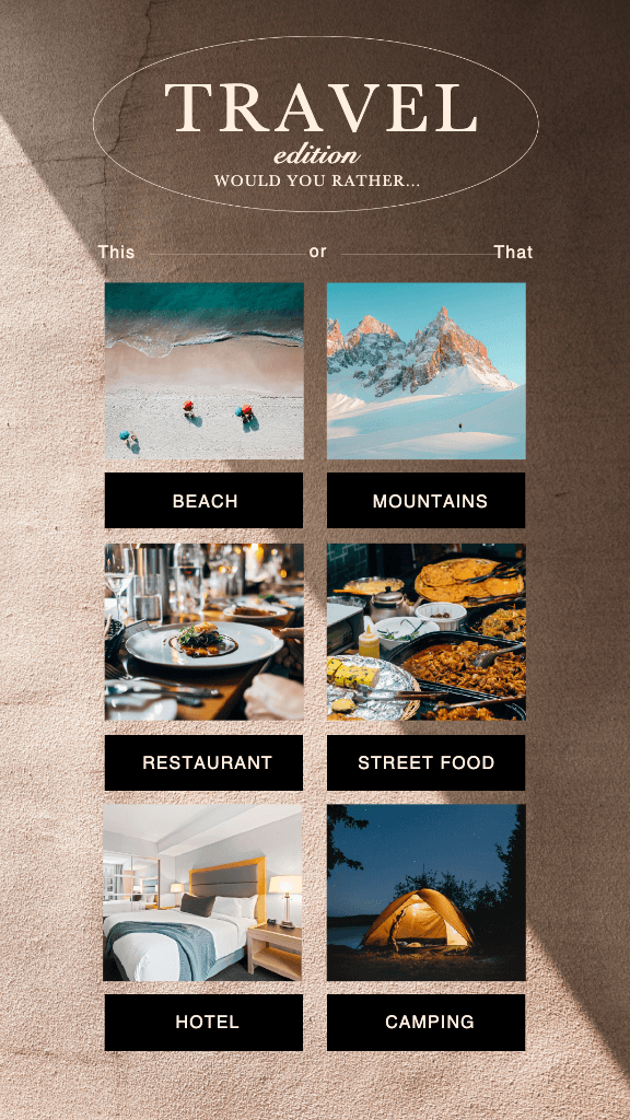 Chic Travel Choices Poster in Beige and Black
