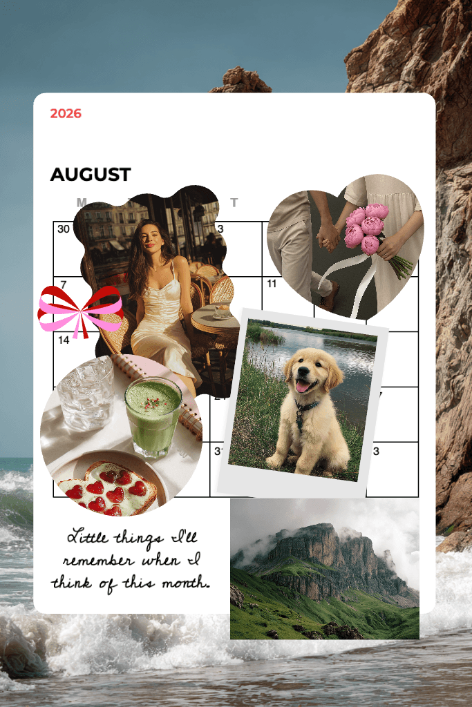 Charming August Calendar Pinterest Pin with White and Green Accents