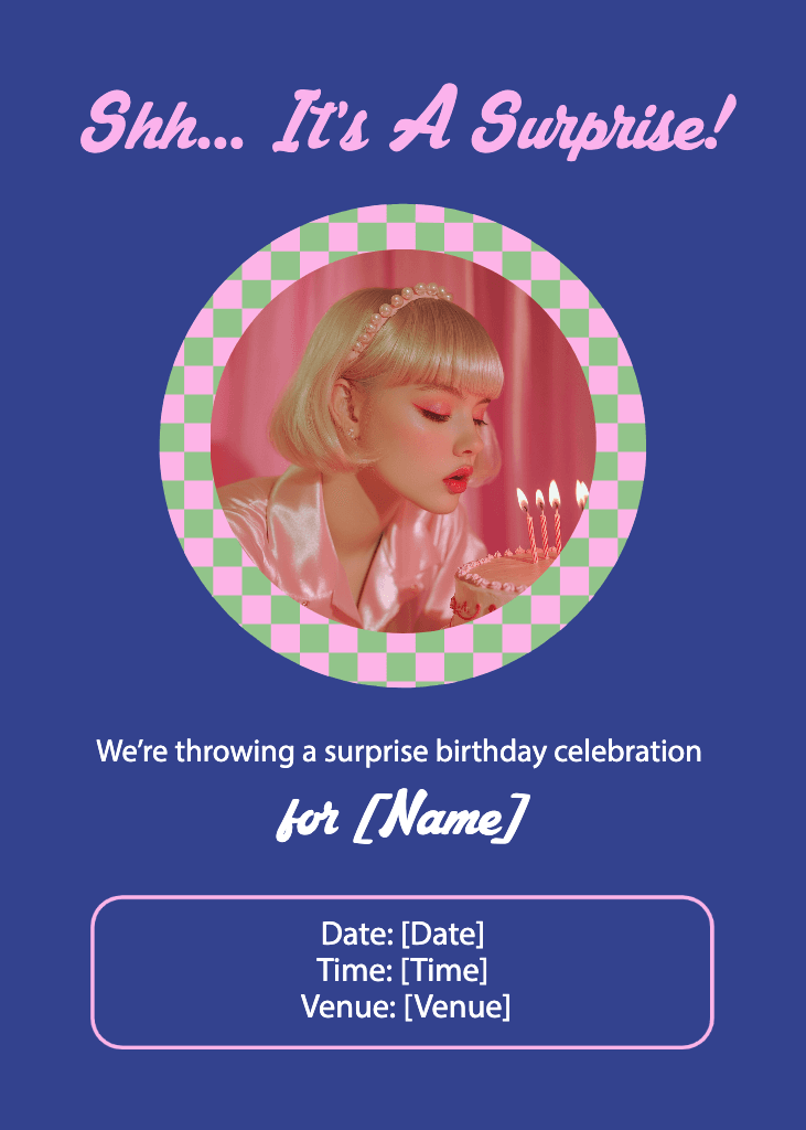 Surprise Birthday Invitation with Blue Vibes