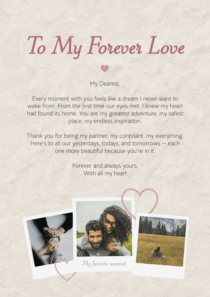 Heartfelt Poster in Pink for Everlasting Love