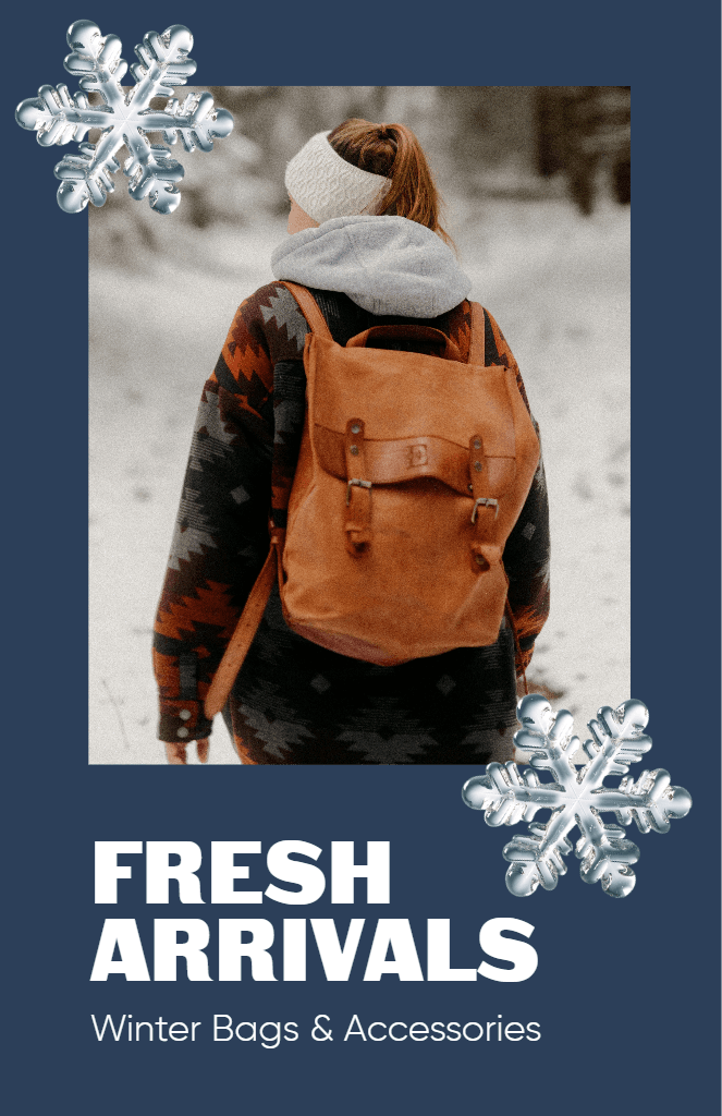 Chic Winter Accessories Poster in Blue and Brown