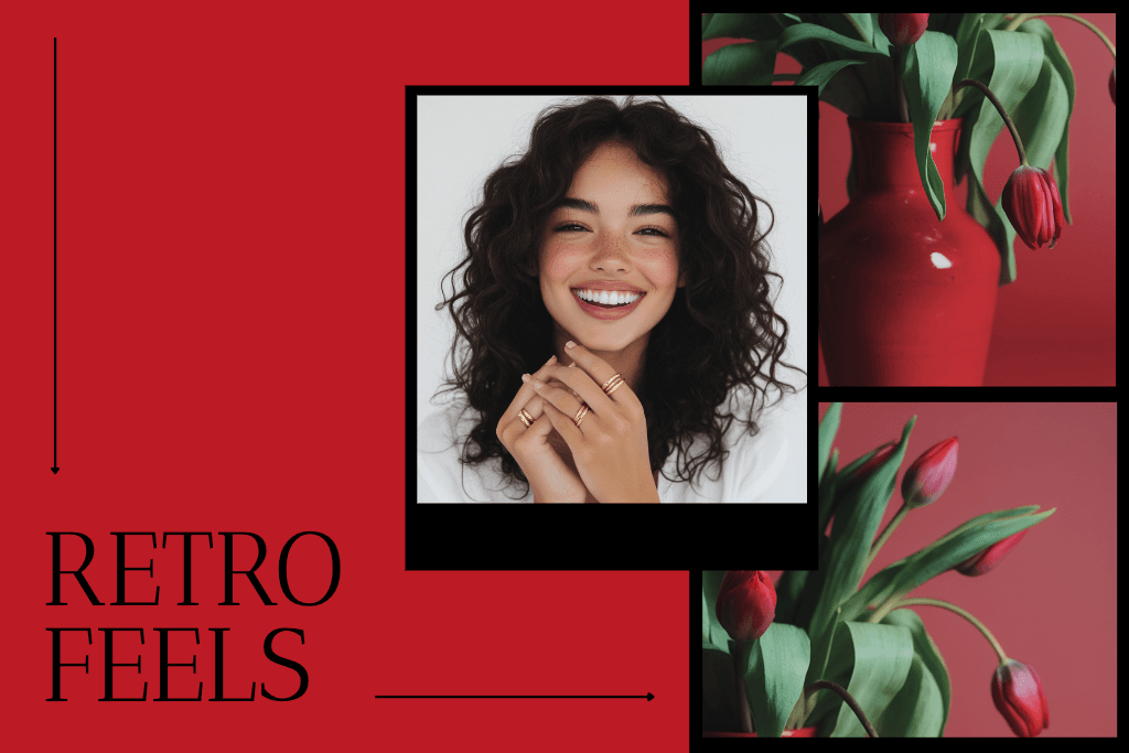Retro Inspired Postcard with Bold Red Accent