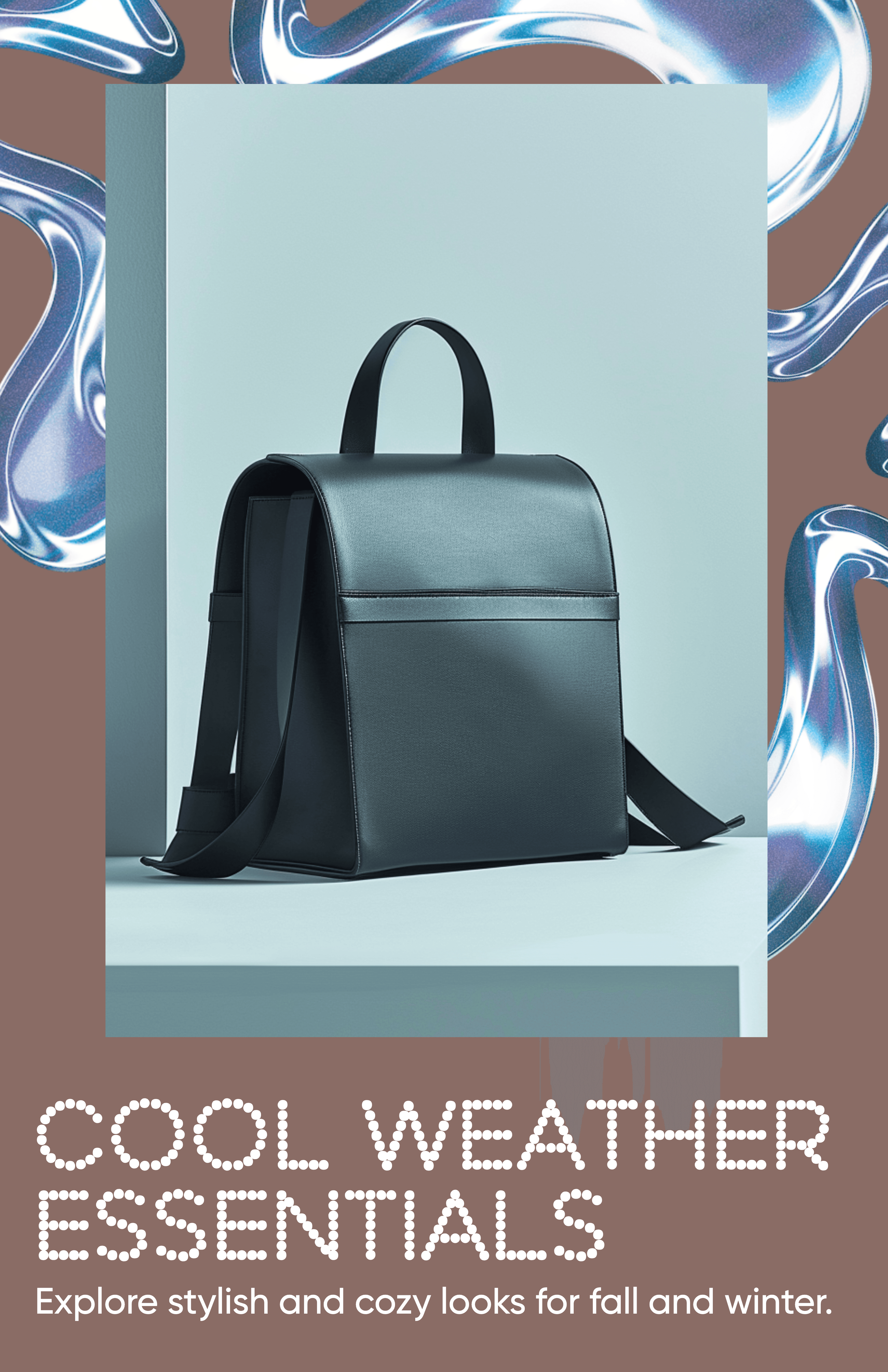 Chic Backpack Fall Poster in Brown