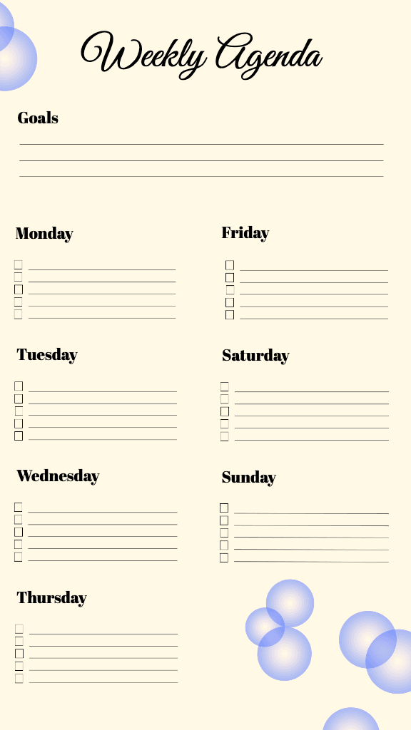 Elegant Beige Weekly Agenda with Goals