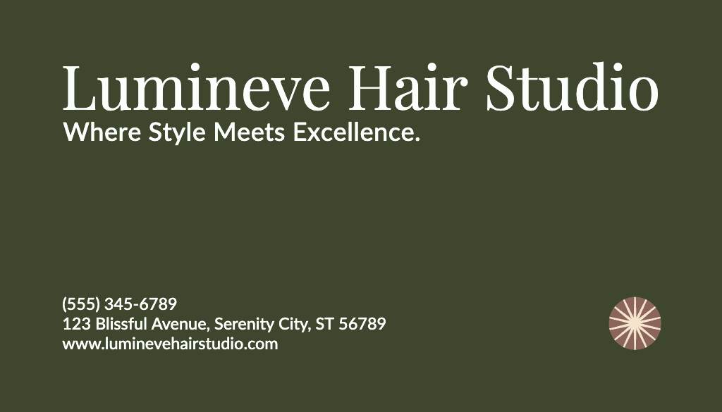 Elegant Olive Business Card Design for Hair Studio