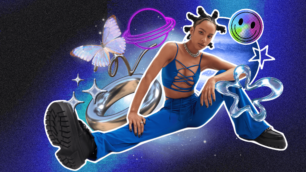 Vibrant Blue YouTube Thumbnail with Cosmic Elements