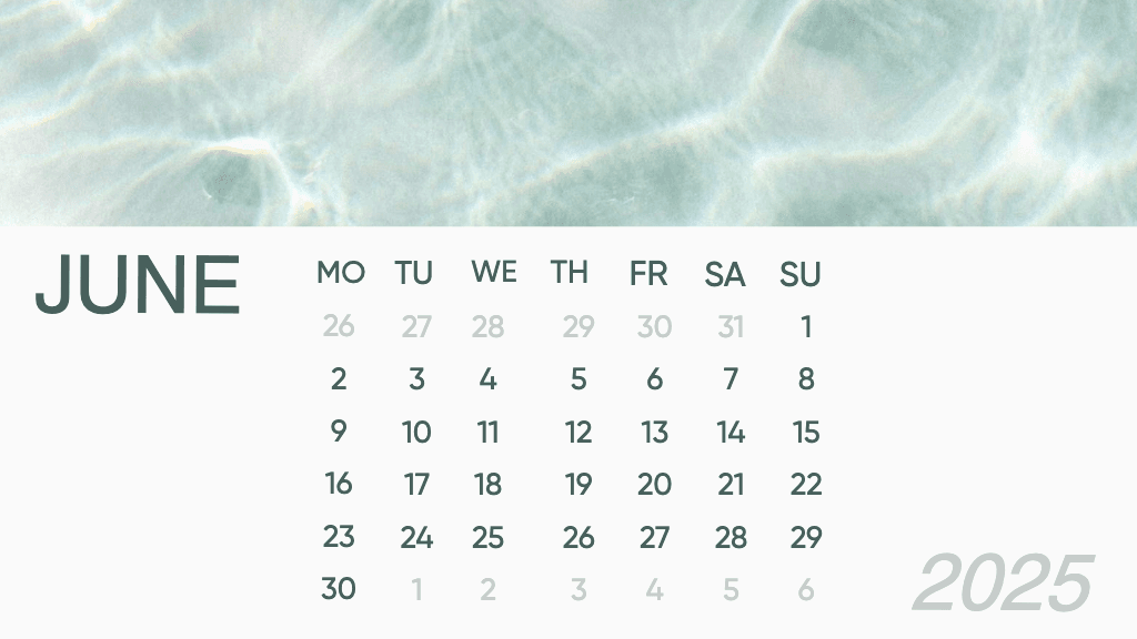Elegant Ocean Water June General-Calendar Design