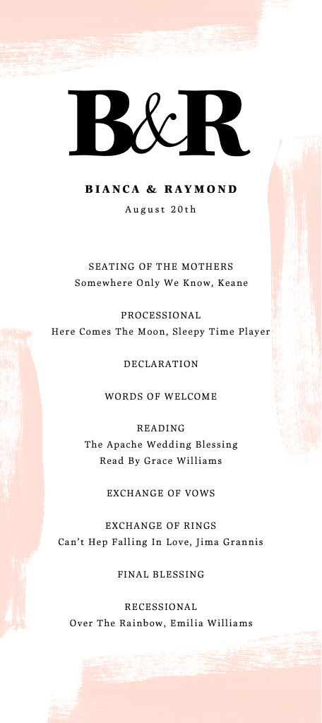 Chic Peach Wedding Program Poster Design