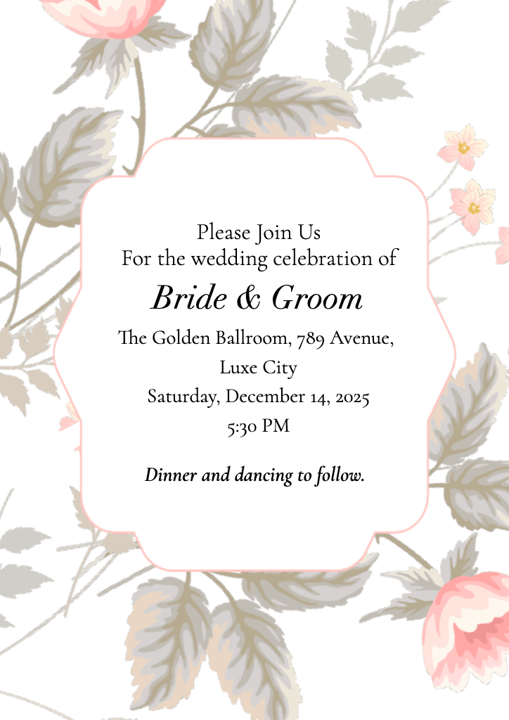 Elegant Floral Wedding Invitation Letterhead Design