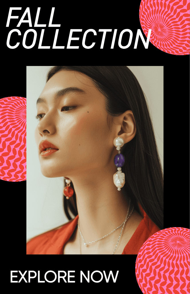 Chic Fall Collection Fashion Poster in Red