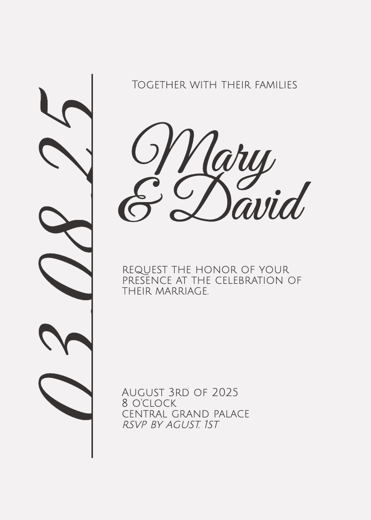 Elegant Black and White Wedding Invitation