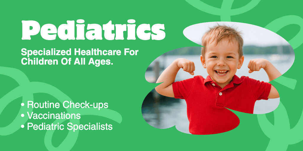 Vibrant Green Pediatric Care Ad Banner