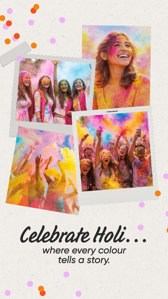 Vibrant Holi Celebration Instagram-Story with Colors