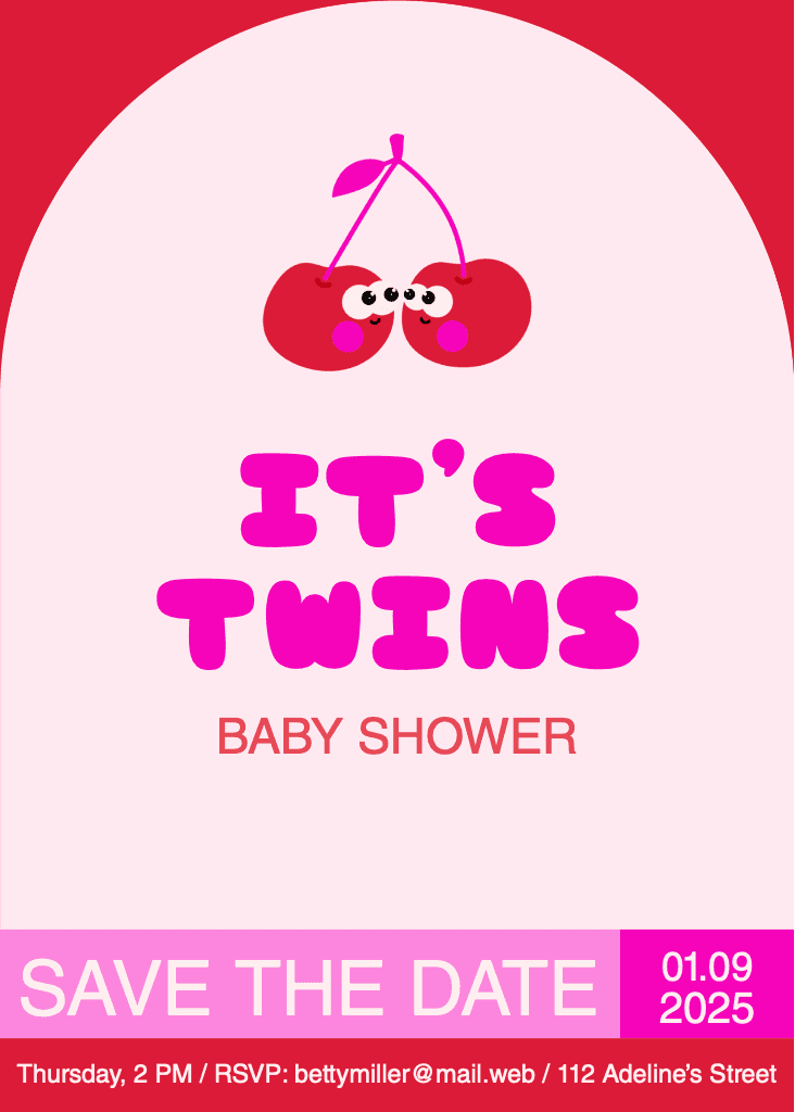 Cheerful Baby Shower Invitation Poster Pink and Red