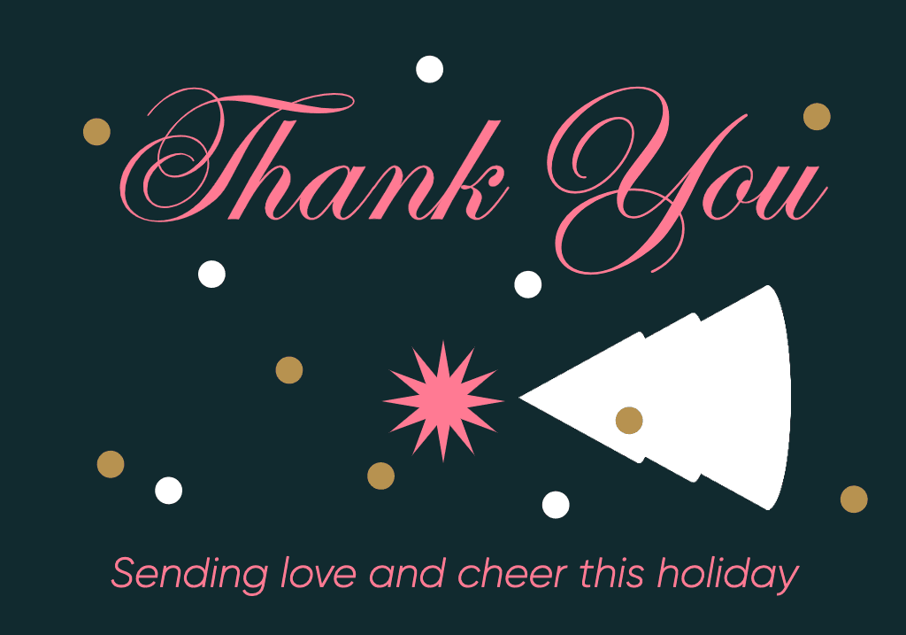 Elegant Black Pink Holiday Thank You Post