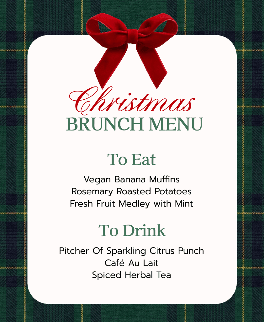 Elegant Christmas Brunch Menu with Striking Red