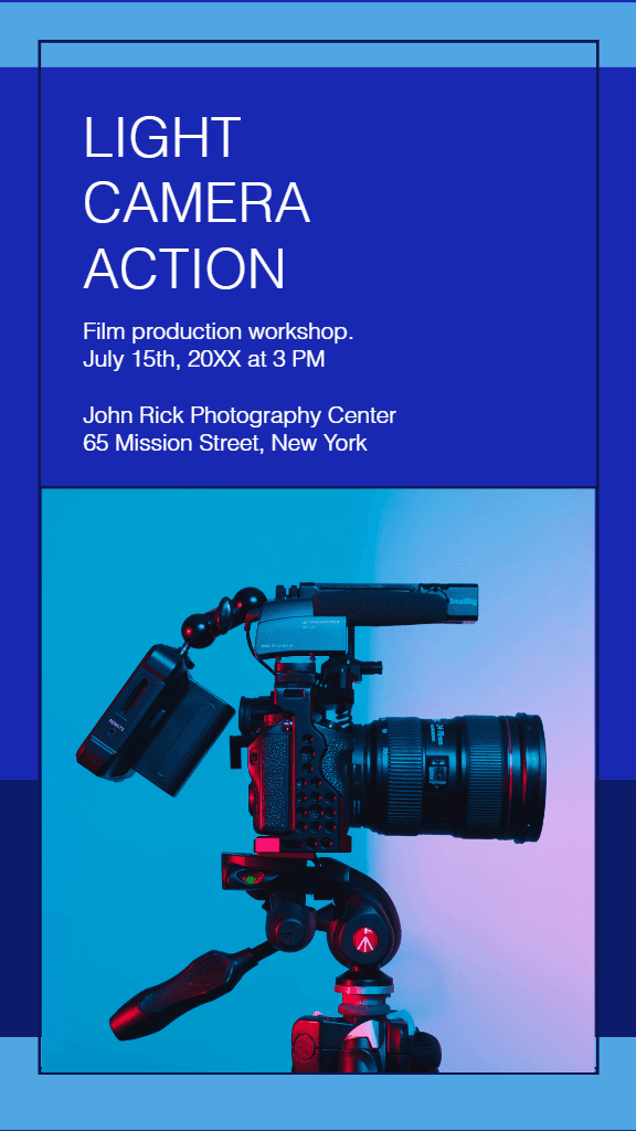 Blue and Pink Film Workshop Poster Design