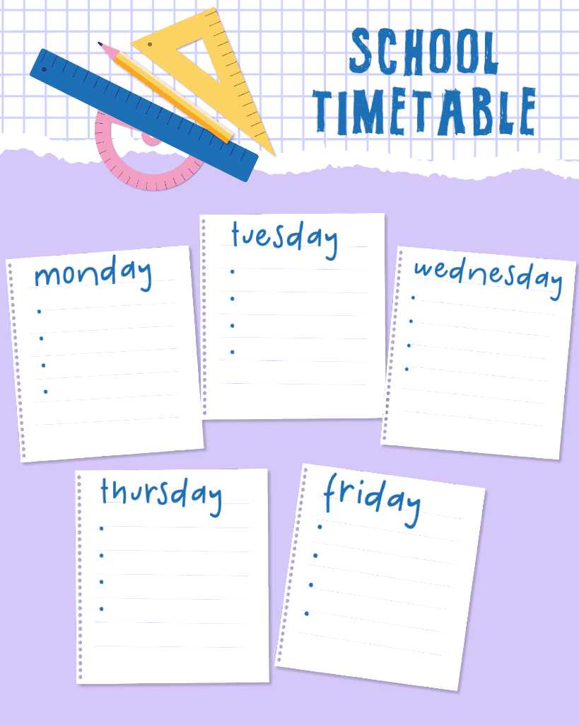 Vibrant School Timetable Instagram Post Template