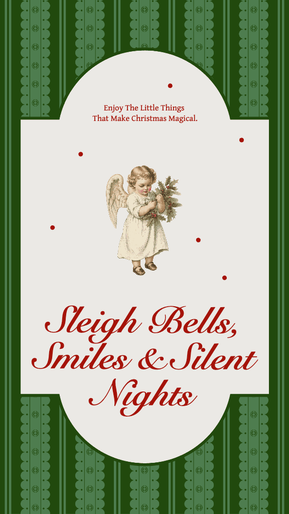 Charming Green Christmas Greeting Card with Angel