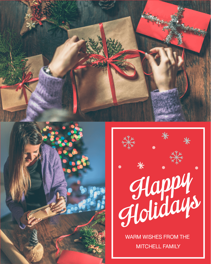 Joyful Holiday Greetings Red Poster Design