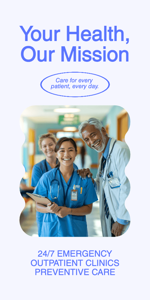 Blue Medical Banner Promoting Health and Care