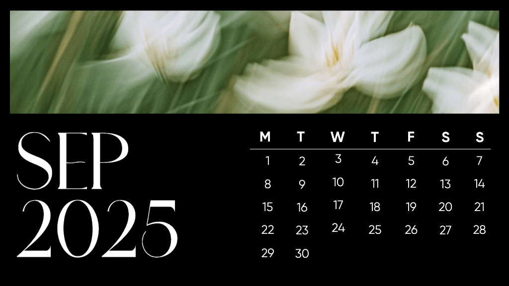 Elegant September General-Calendar with Black Accent