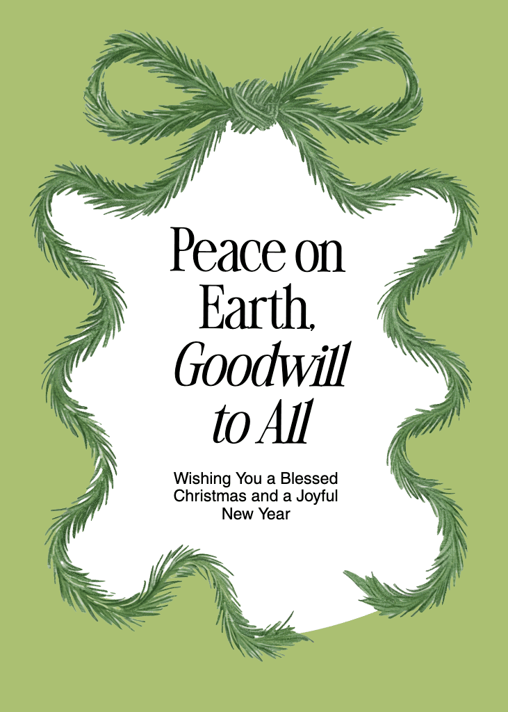 Green Christmas Greeting Card With Wishes