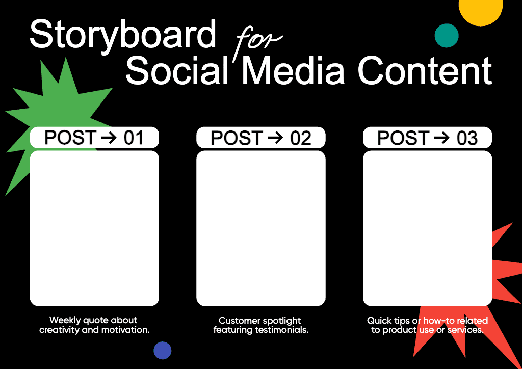 Vibrant Social Media Storyboard Template Black