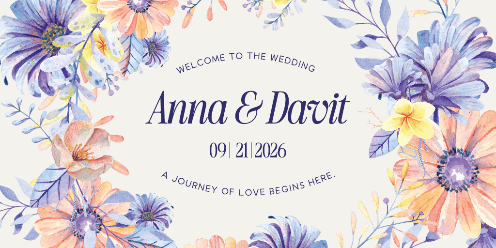 Elegant Floral Wedding Banner with Purple Highlights